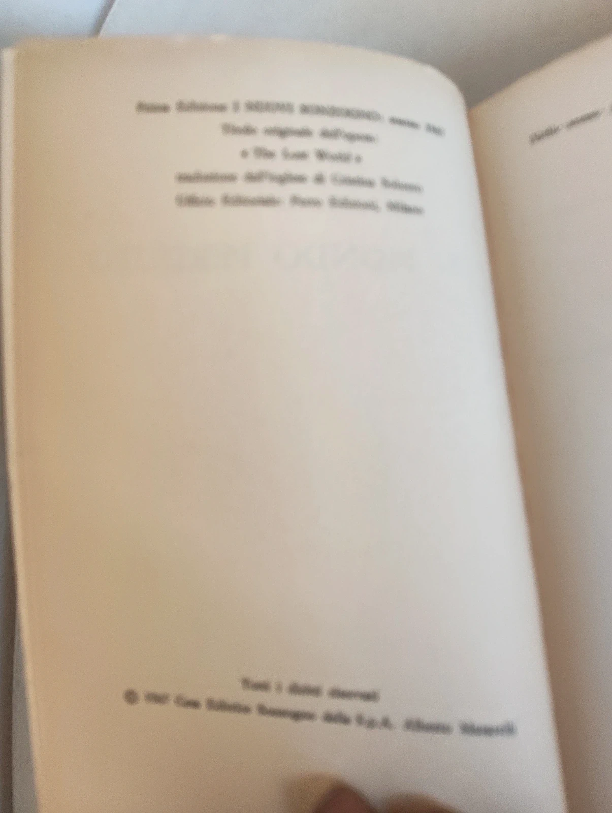 Un mondo perduto Conan Doyle i nuovi Sonzogno 28 1967