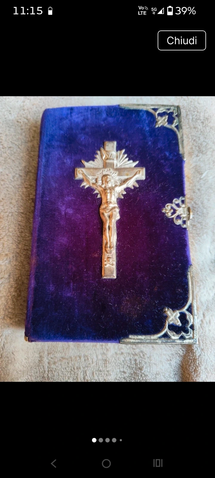 Disponibilie a trattare - Libro di preghiere antico 1869 velluto crocifisso