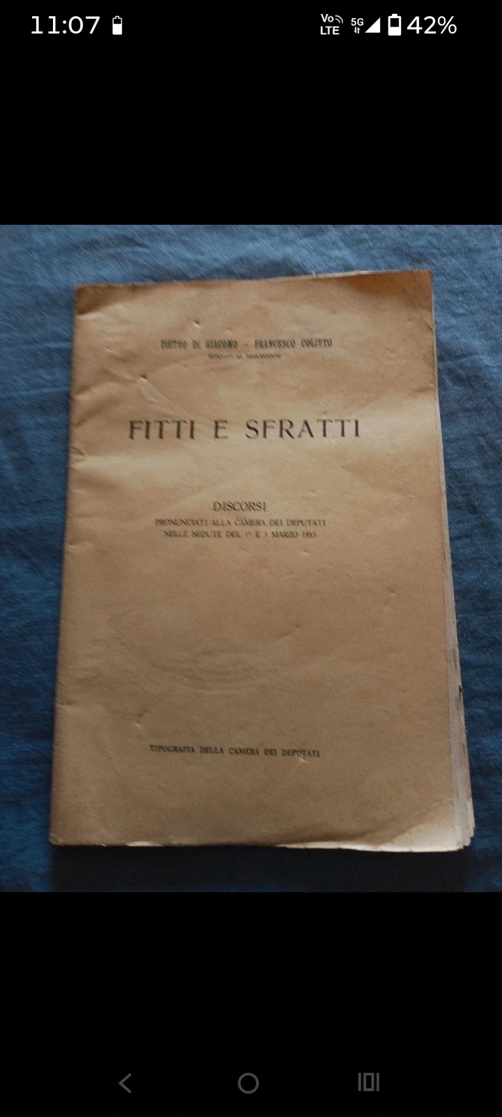 Fitti e Sfratti - Discorsi di Pietro Di Giacomo e Francesco Colitto (Camera dei Deputati, 1955)