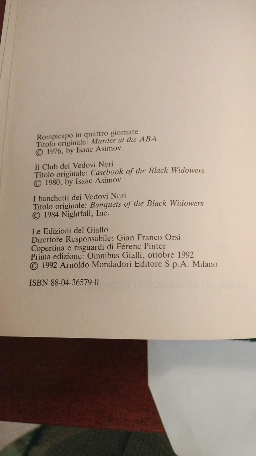 Prima edizione Il giallo è servito Isaac Asimov 1992