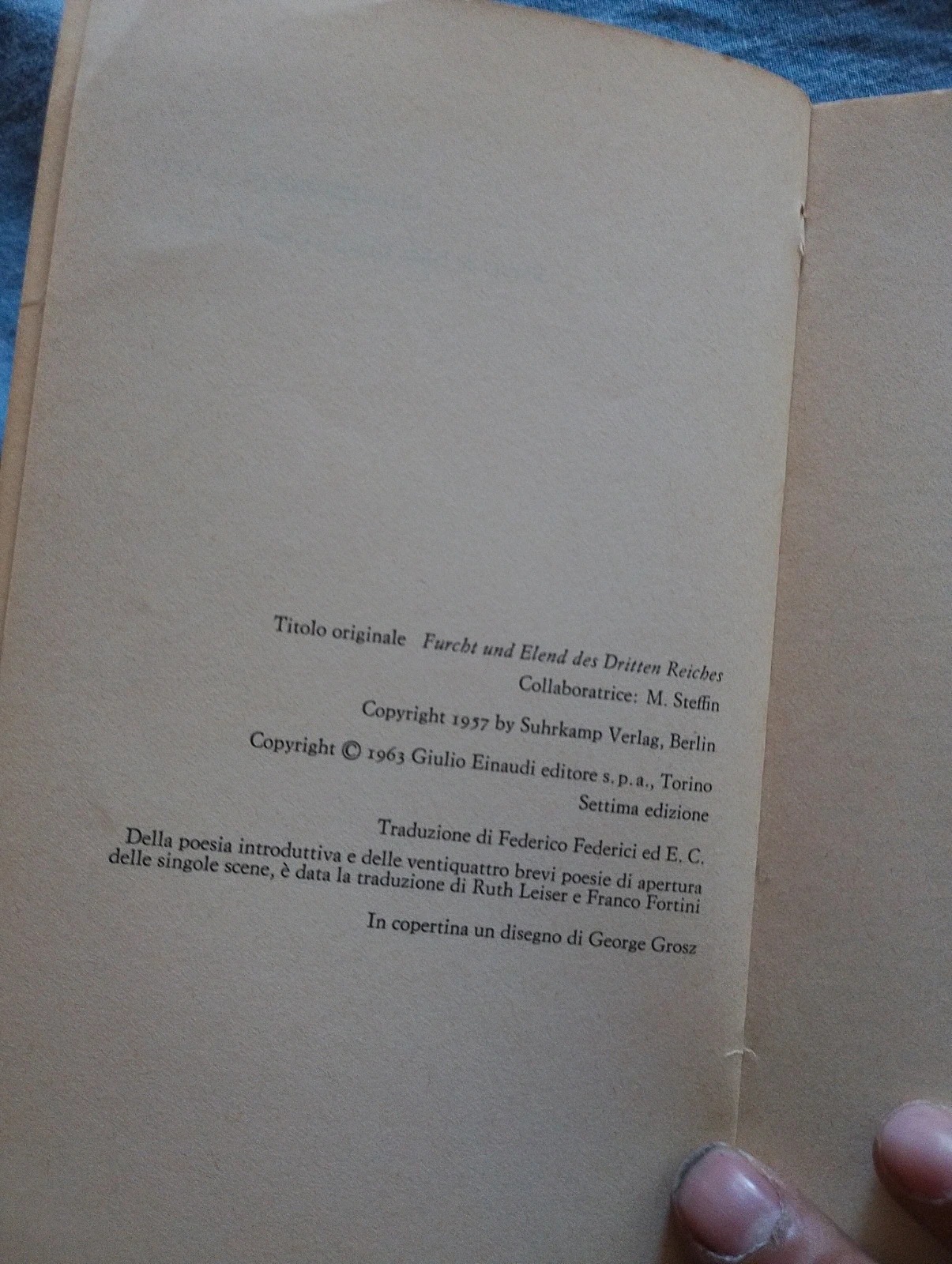 libro terrore e miseria del terzo reich bertolt brecht einaudi collezione teatro 23 vintage