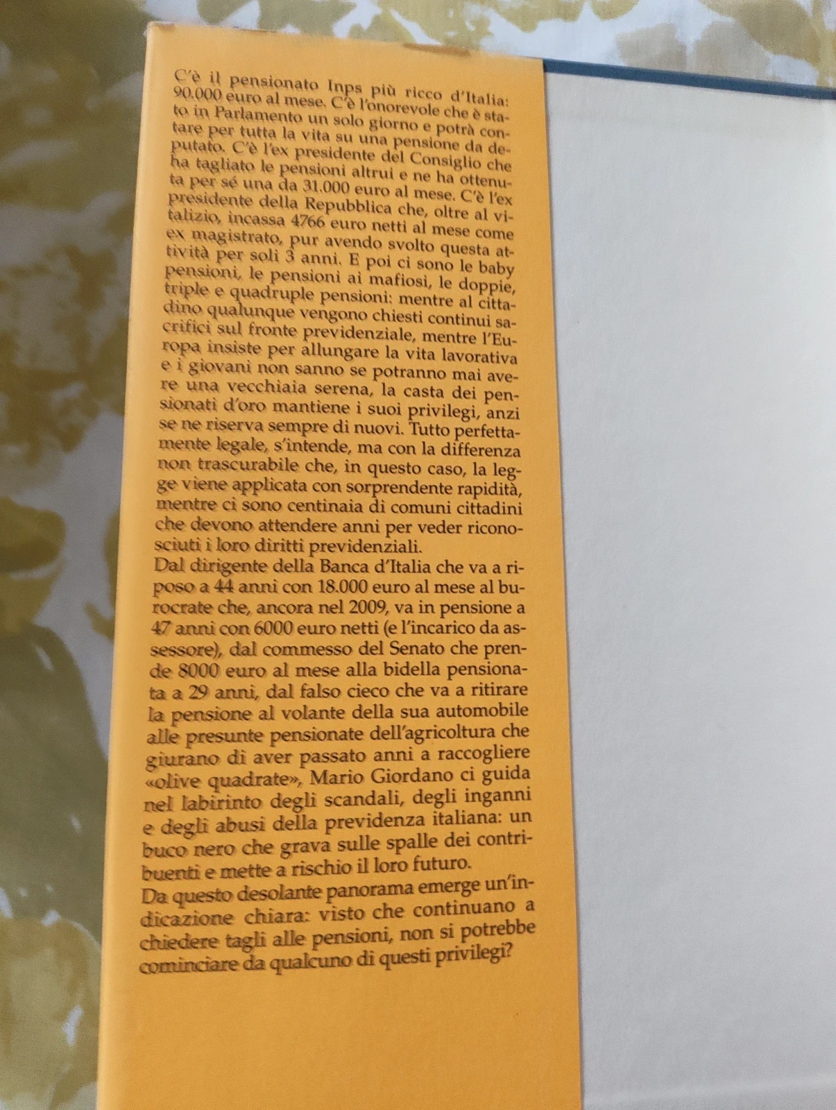 Sangue e sughe Mario Giordano Mondadori pensioni