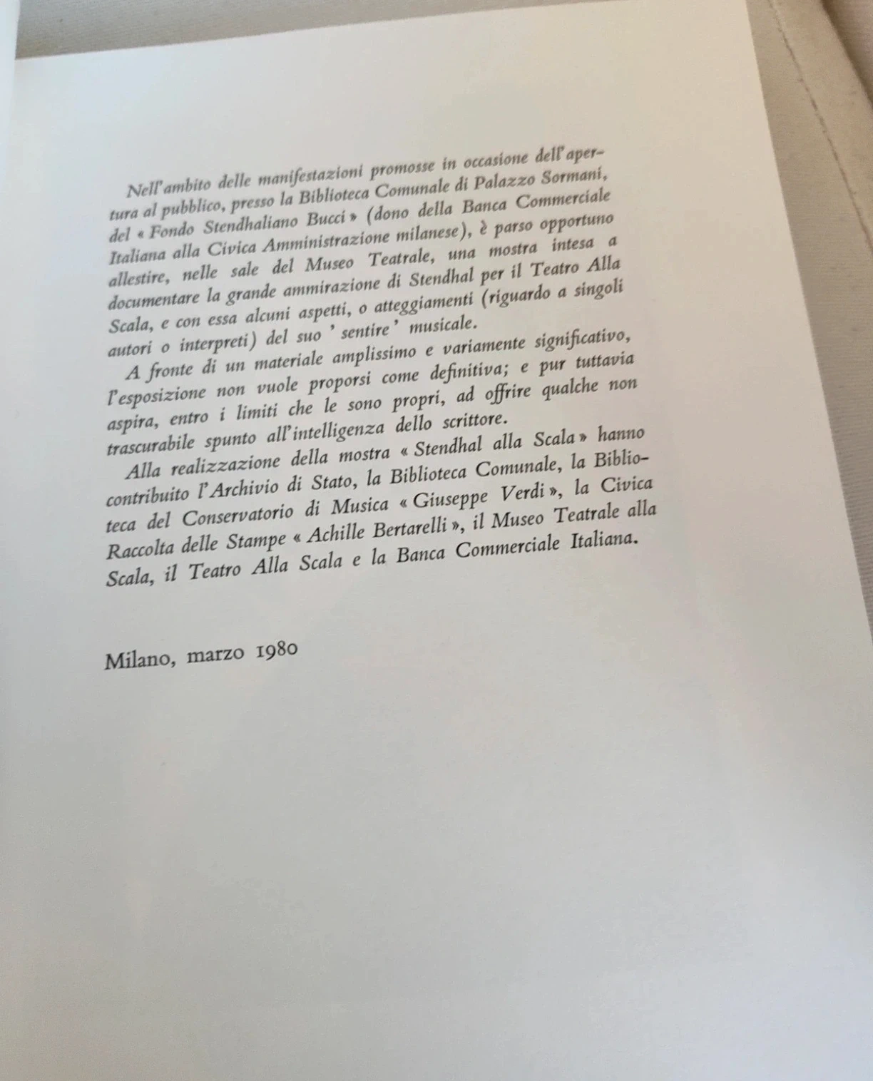 Stendhal alla Scala Pintorno 1980 Museo Scala