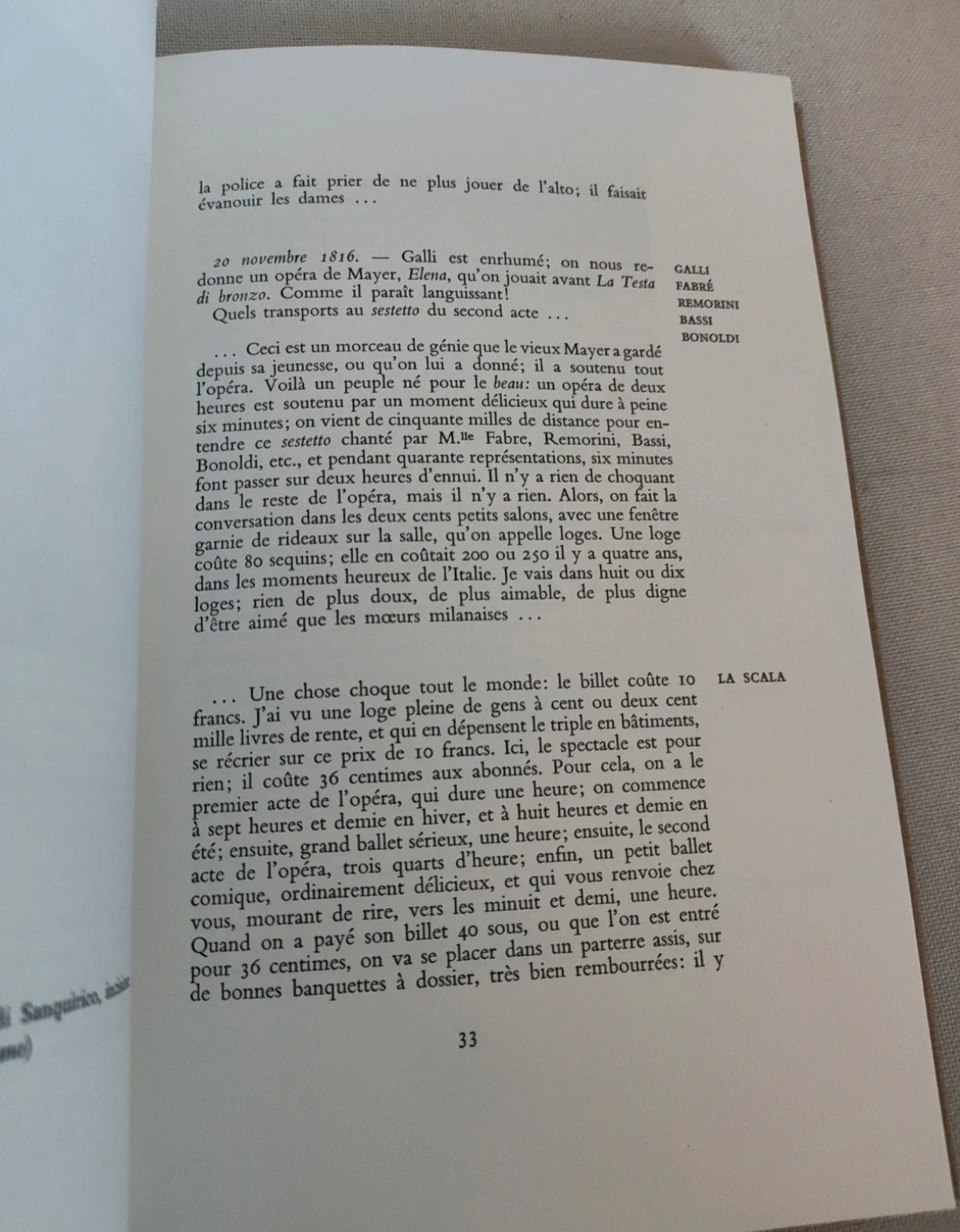 Stendhal alla Scala Pintorno 1980 Museo Scala